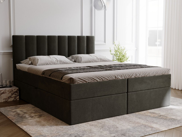 Boxspring met Opbergruimte 140x200 Mocca Donkergrijs
