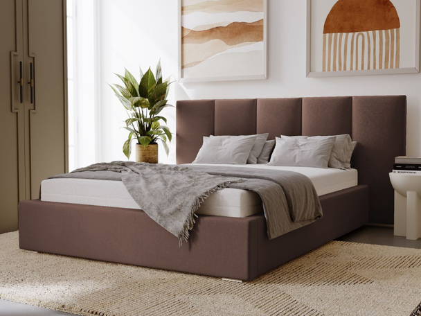 Tweepersoonsbed met Opbergruimte en lattenbodem 140x200 Lizbona Bruin