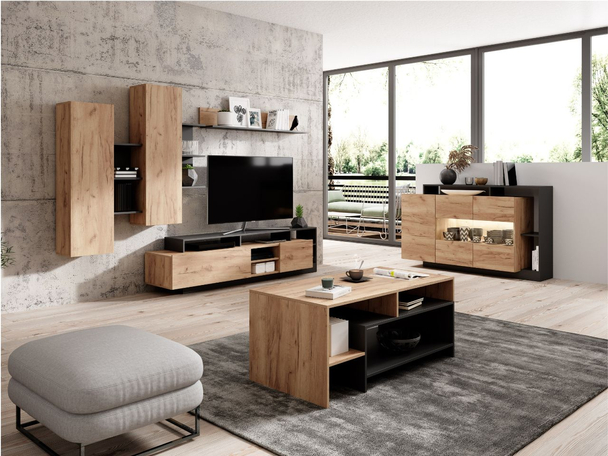 Meubelset voor de woonkamer Alvano Bruin, Anthracite