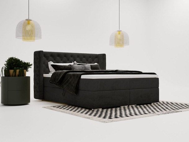 Boxspring met Opbergruimte 140x200 Lion Zwart