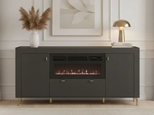 Dressoir met deuren, lade en elektrische haard Messina Zwart