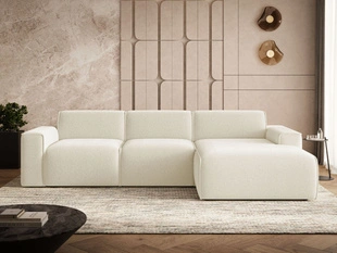 Hoekbank Rechts Lavia bouclé stof Lichtbeige