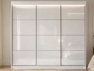 Schuifdeurkast met roedes 250 cm met LED-verlichting Ponti Wit