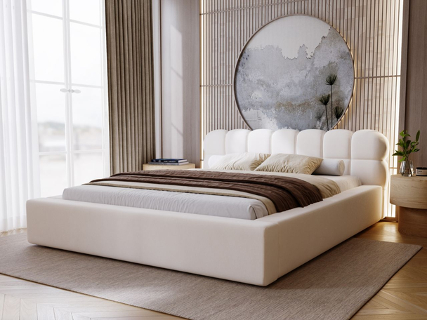 Tweepersoonsbed met Opbergruimte en lattenbodem 160x200 Plaza Crème