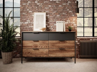 Ladekast met 6 Lades Montreal Bruin, Zwart
