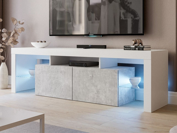 TV-Meubel met deuren Nodoo Wit glans