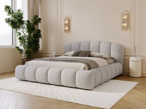 Gestoffeerd bed met opbergruimte en lattenbodem 140x200 Cloud Soft Grijs