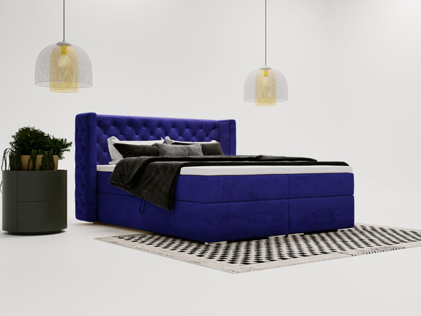 Boxspring met Opbergruimte 180x200 Lion Donkerblauw