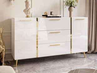 Dressoir met lades, hoge poten en handgrepen Lunelie Wit glans