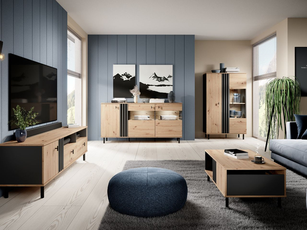 Woonkamermeubelset Malone Eik Artisan, Antracite