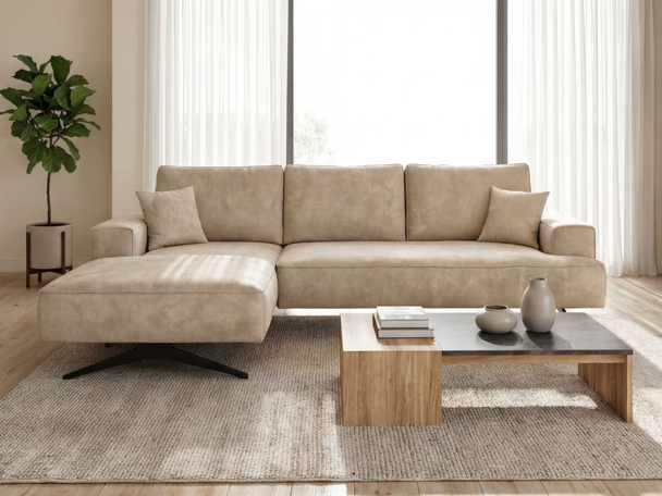 Hoekbank Links op metalen poten Leto Beige