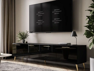 TV-meubel met deuren 200 cm Noaé Zwart glans
