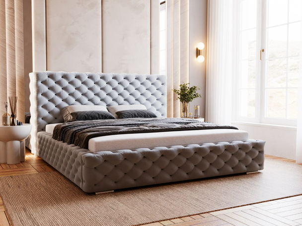 Bed met Opbergruimte en lattenbodem 160x200 Astra Lichtgrijs