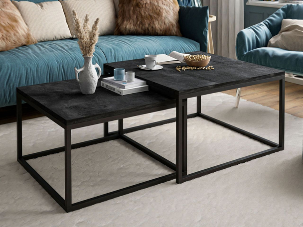 Salontafel op een zwart metalen frame Asumi Zwart 36x42