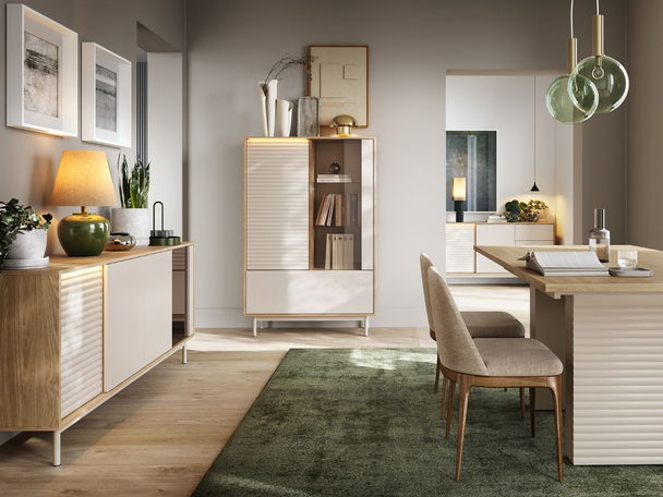 Meubelset met LED-verlichting voor woonkamer Rapallo Kashmir, Geolied Eiken