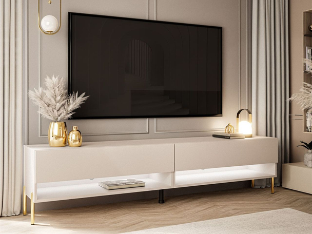 Tv-meubel 180 cm voor de woonkamer op metalen poten Aurelie Kashmir mat