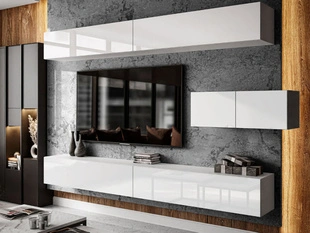 Moderne wandmeubel voor de woonkamer Nodoo Wit glans