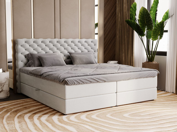Boxspring met Opbergruimte 180x200 Bergamo Lichtgrijs