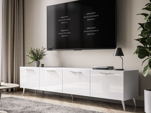TV-meubel met deuren 200 cm Noaé Wit glans