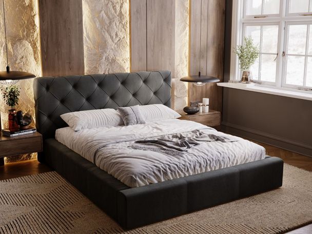 Bed met Opbergruimte en lattenbodem 140x200 Milano Donkergrijs