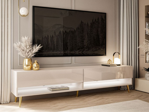 TV-meubel 180 cm voor de woonkamer met ledverlichting Aurelie Kashmir glans