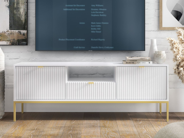 TV-Meubel met deuren en lade Amber Wit