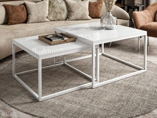Salontafel Set 2-delig Asumi Wit glans 40x46