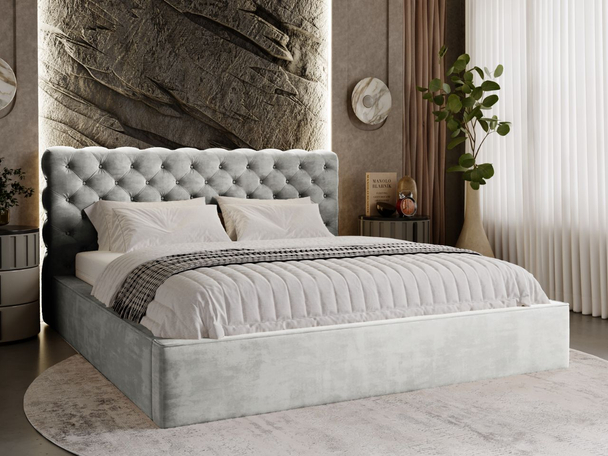 Bed met Opbergruimte en lattenbodem 180x200 Apollo Lichtgrijs