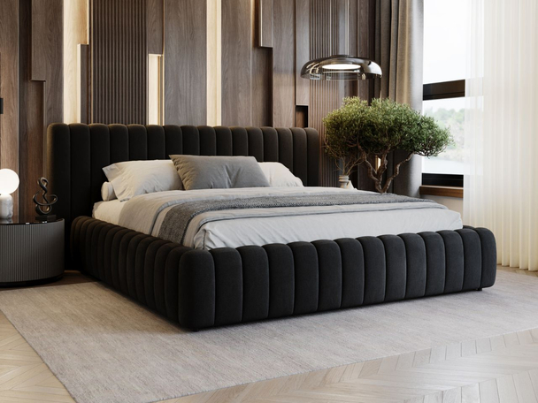 Tweepersoonsbed met Opbergruimte en lattenbodem 180x200 Bliss Zwart