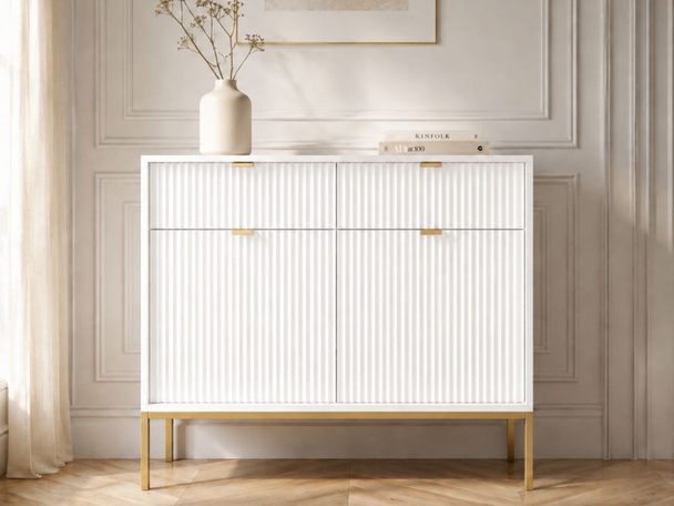 Dressoir met deuren en lades Amber Wit