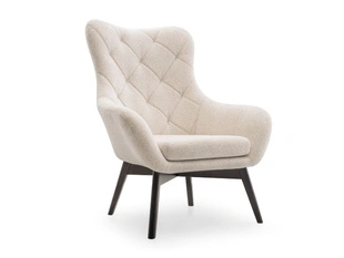 Fauteuil met houten poten Deves Caro Beige