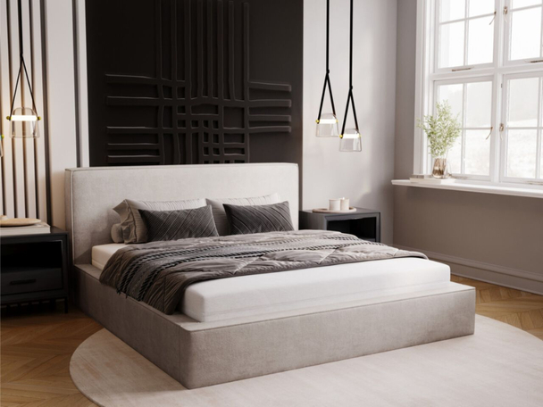 Bed met Opbergruimte en lattenbodem 180x200 Monaco Lichtgrijs
