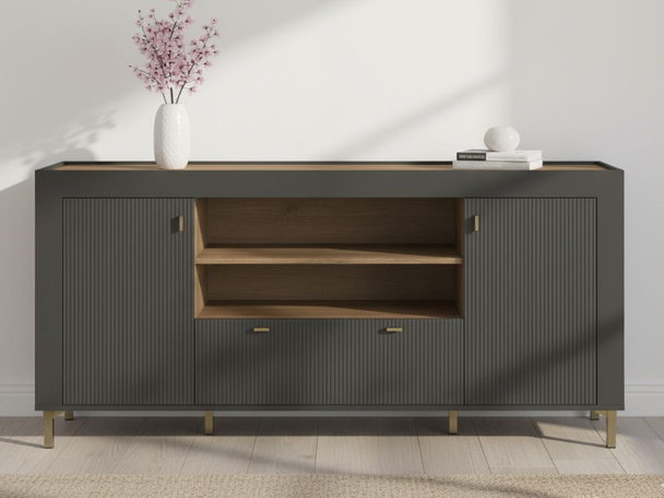 Dressoir met Deuren en Lade Messina Zwart