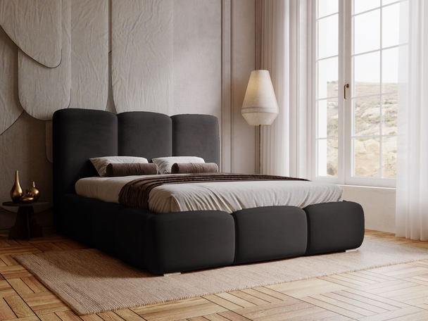 Tweepersoonsbed met Opbergruimte en lattenbodem 120x200 Bubble Zwart