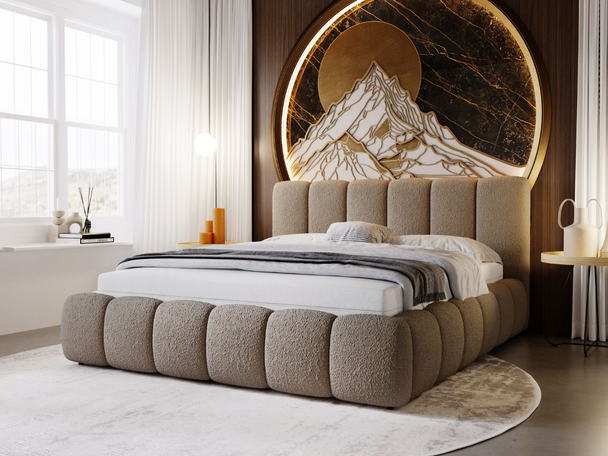 Tweepersoonsbed met Opbergruimte en lattenbodem 140x200 Cloud Bruin