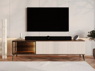 TV-Meubel met Deuren en LED Vinni Donkere walnoot, Kashmir