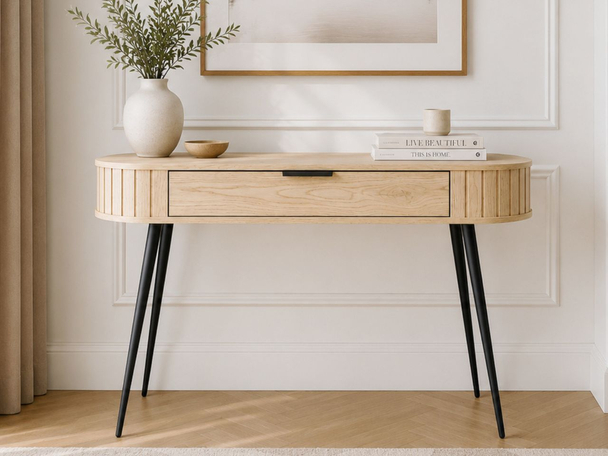 Kaptafel met zwarte metalen poten Passione Bruin