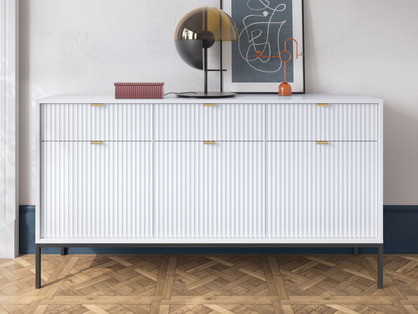 Dressoir met deuren en lades 154 cm Amber Wit