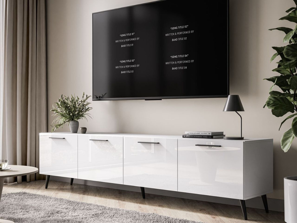 TV-meubel met deuren 200 cm Noaé Wit glans