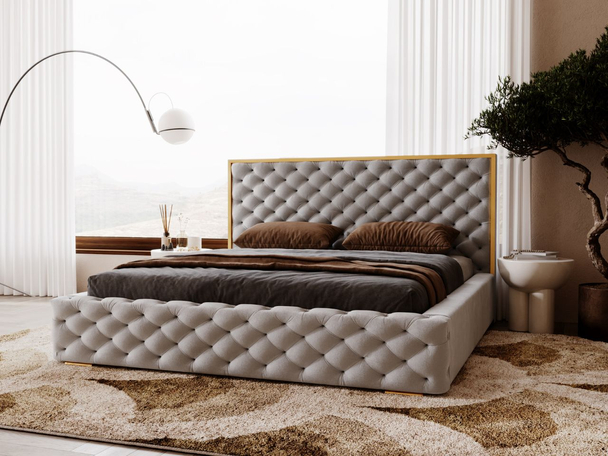 Bed met Opbergruimte en lattenbodem 140x200 Wave Grijs