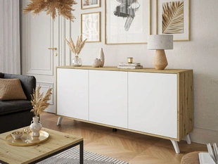 Dressoir met deuren op hoge poten Vivance Wit, Artisan Eik
