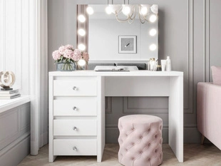 Kaptafel met spiegel en ledverlichting Nesso Wit mat