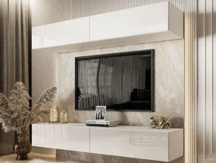 Hangend wandmeubel met ledverlichting Sorelle Wit glans
