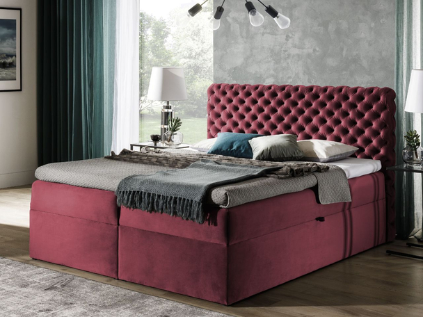Boxspring met Opbergruimte 180x200 Cleo Rood