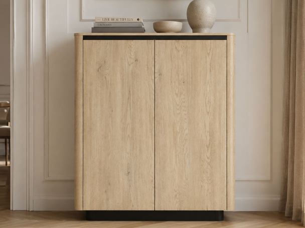 Hoge dressoir met twee deuren Fascino Bruin, Zwart