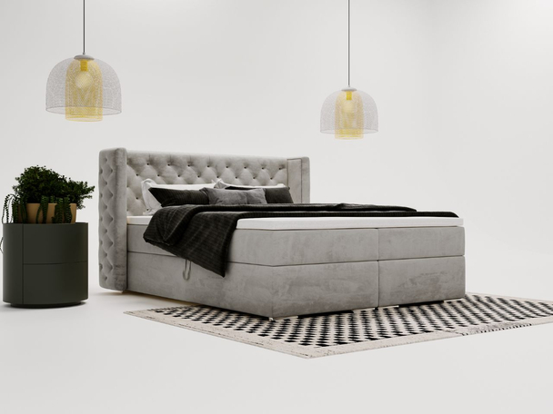 Boxspring met Opbergruimte 160x200 Lion Grijs