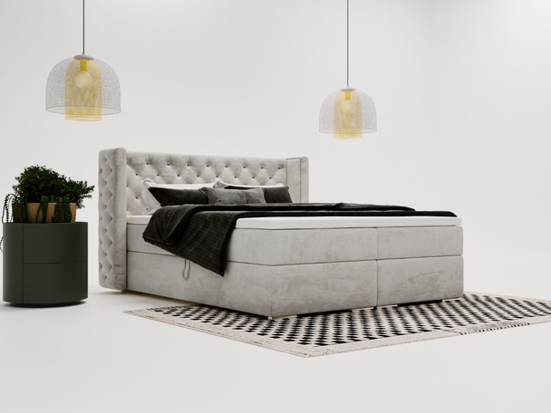Boxspring met Opbergruimte 160x200 Lion Lichtgrijs