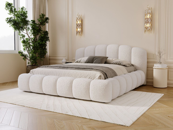 Gestoffeerd bed met opbergruimte en lattenbodem 180x200 Cloud Soft Beige