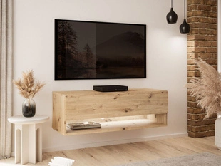 TV-wandmeubel 90 cm voor de woonkamer met ledverlichting Aurelie Artisan Eik