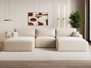 U-Bank met Slaapfunctie en Opbergruimte Serene Beige